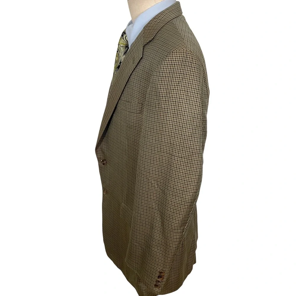 Hickey‎ Freeman Blazer Mens 44L Brown Gray Houndstooth Jacket Neimen Marcus